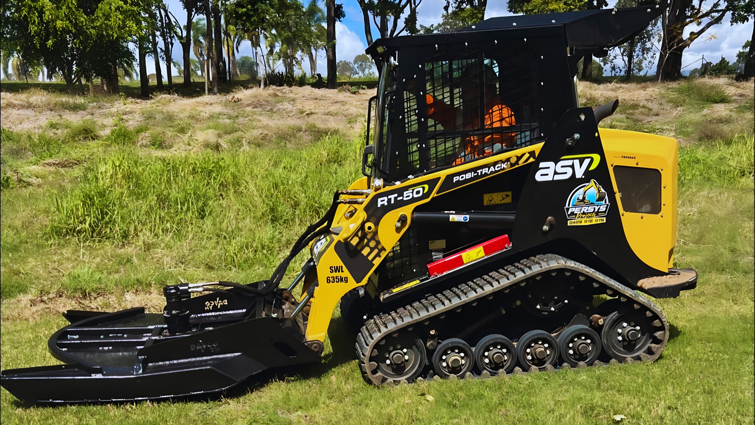 Compact track loader providing professional land clearing services for rural properties in the Bundaberg region.